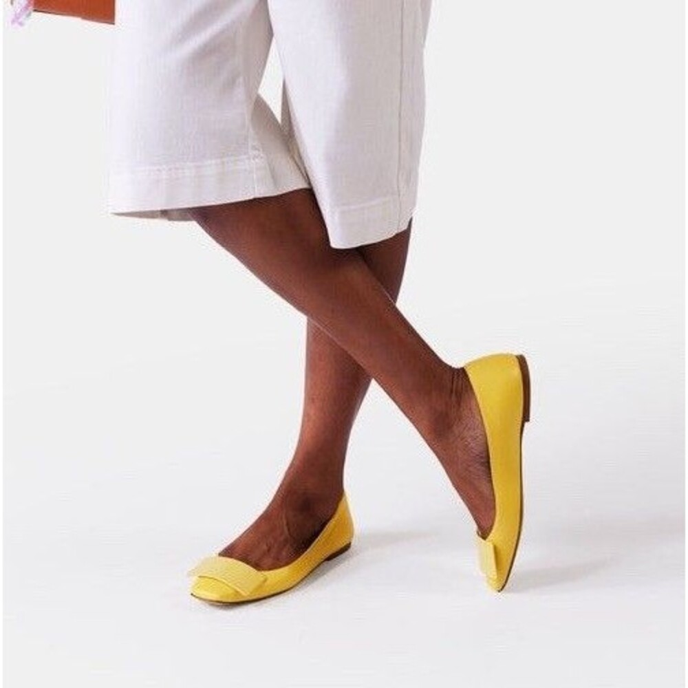 Bells & Becks Womens The Emma Yellow Square Toe Ballet Flats Slip On Casual 40.5